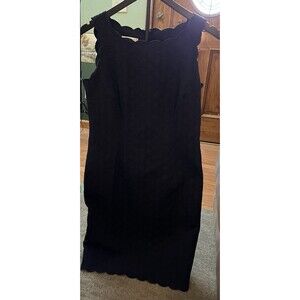 Talbots RSVP Navy Scalloped Hem Sheath Dress Size 6 Fully Lined